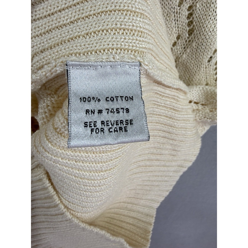 Vintage Caché Ivory Knit Sweater Vest Womens XS Academia Preppy Fisherman 00s - Picture 4 of 8